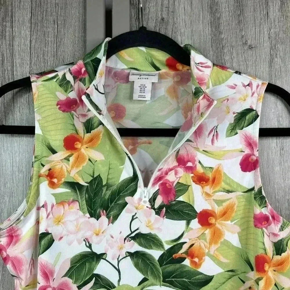 Tommy Bahama Top Medium Floral Sleeveless 1/4 Zip Tropical Active - Picture 5 of 6